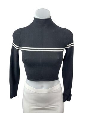 Urban Outfitters Angelo Striped Mock Neck Long Sleeve Crop Jumper Sweater Top XS